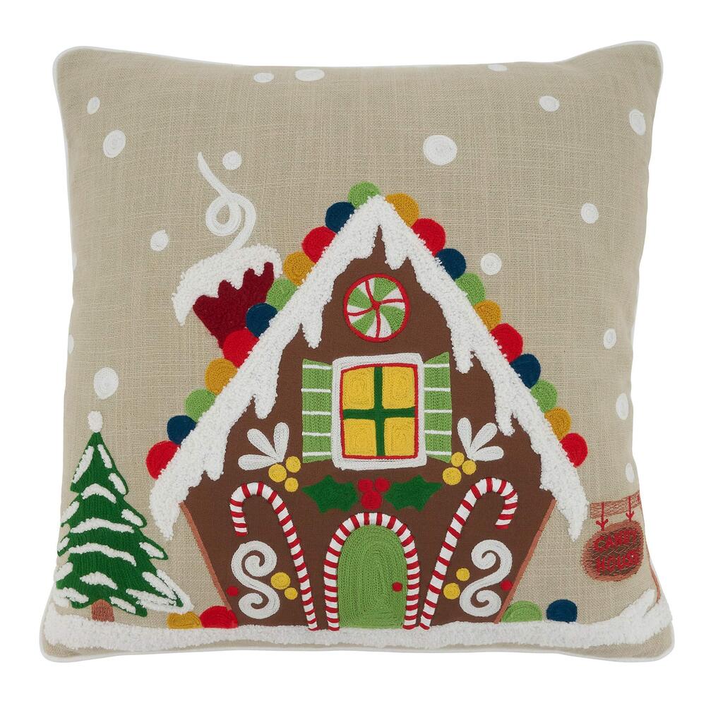 2308 Ariadne Collection Gingerbread House Throw Pillow with Down Filling